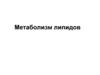Метаболизм липидов