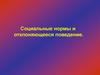 Социальные нормы и отклоняющееся поведение