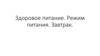 Здоровое питание. Режим питания. Завтрак