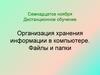 Организация хранения информации в компьютере. Файлы и папки