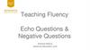 Teaching Fluency. Echo Questions & Negative Questions