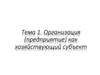 Организация (предприятие) как хозяйствующий субъект. (Тема 1)