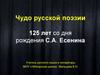 Чудо русской поэзии. 125 лет со дня рождения С.А. Есенина