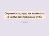 Окружность, круг, их элементы и части. Центральный угол. 7 класс
