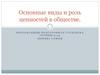 Основные виды и роль ценностей в обществе