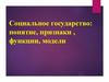 Социальное государство. Понятие, признаки , функции, модели