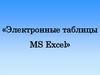 «Электронные таблицы MS Excel»