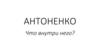 Антоненко. Что внутри него?