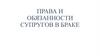 Права и обязанности супругов в браке