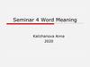Seminar 4 Word Meaning