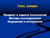 Предмет и задачи психологии. Методы исследования. Ощущение и восприятие
