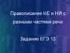 Правописание НЕ и НИ с разными частями речи. Задание ЕГЭ