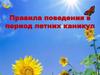 Правила поведения в период летних каникул