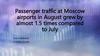 Passenger traffic at Moscow airports in August grew by almost 1.5 times compared to July
