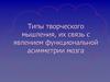 Типы творческого мышления, их связь с явлением функциональной асимметрии мозга