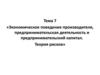 Экономическое поведение производителя, предпринимательская деятельность и предпринимательский капитал. Теория рисков