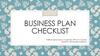 Business plan checklist
